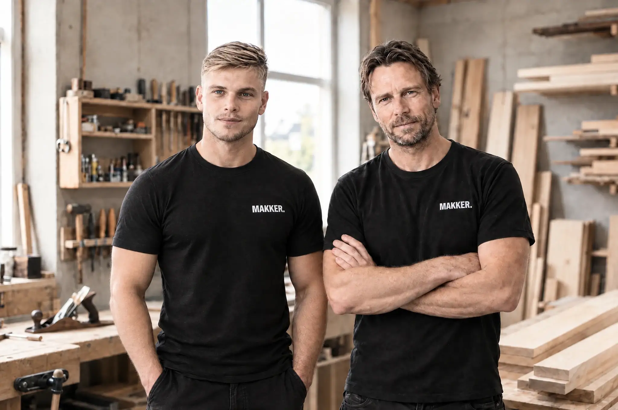 Anders og Lars, folkene bag Makker, i et værksted