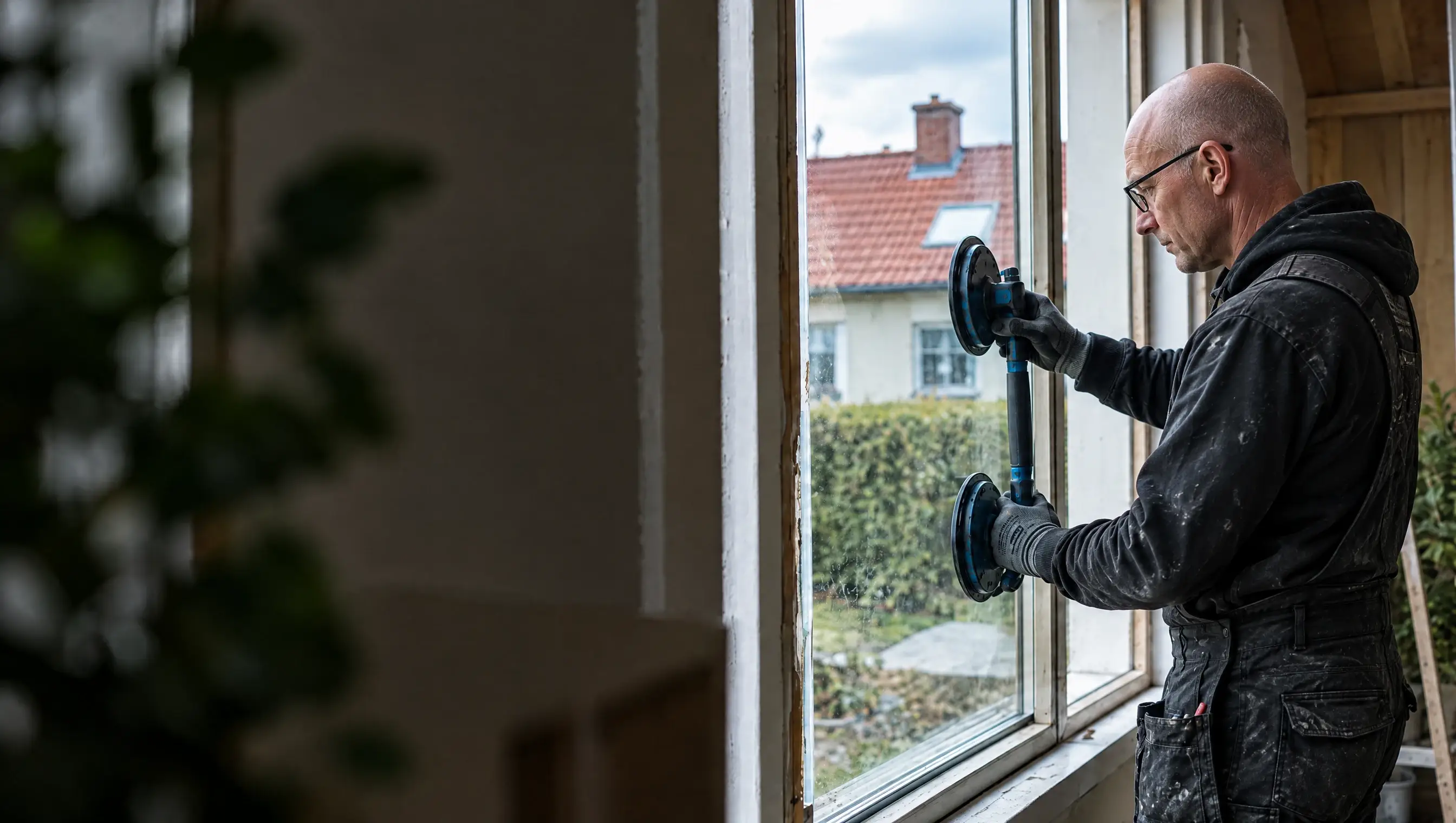 Glarmester sætter en rude i